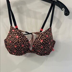 Victoria's Secret Leopard Print Bra with Pink Accents